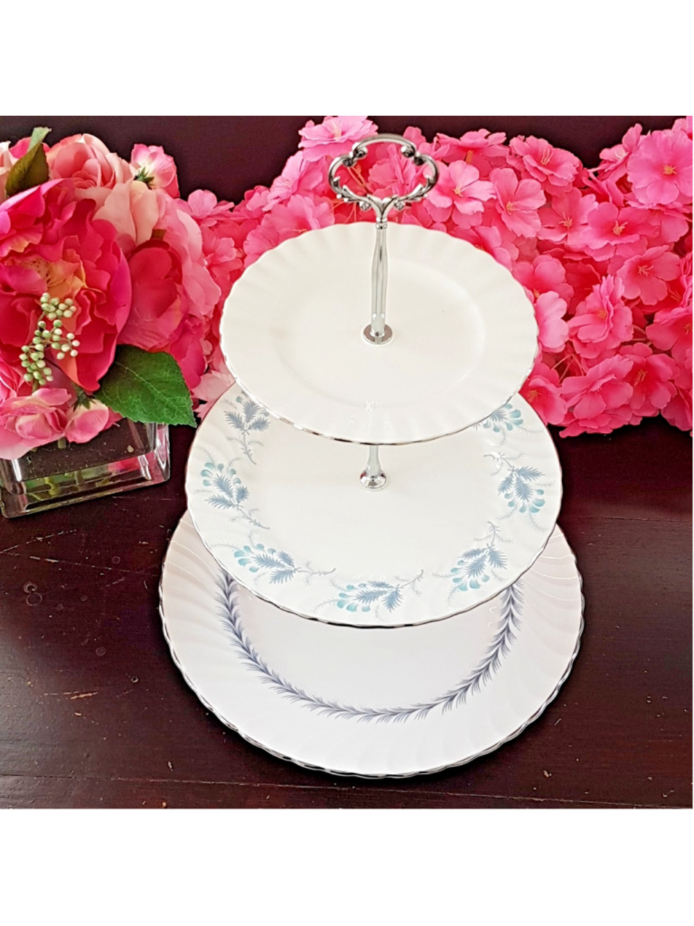 3 Tier Bone China Cake Stand Afternoon Tea Tray Cupcake Fruit Dessert Display